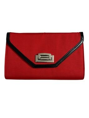 Red Envelope Clutch with Black Trim and Straps